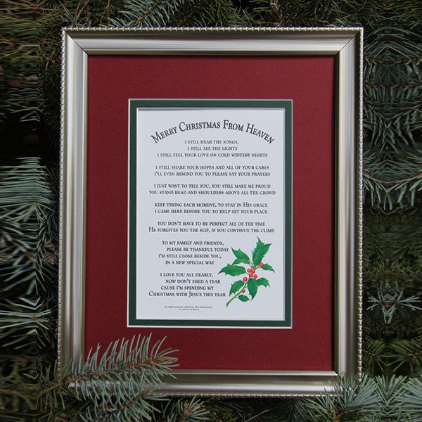 Merry Christmas From Heaven Matte Framed Poem – Centerville C&amp;J ...