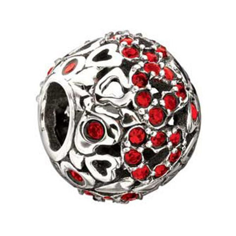 Captured Hearts Red Swarovski Bead - Chamilia - Centerville C&J Connection, Inc.
