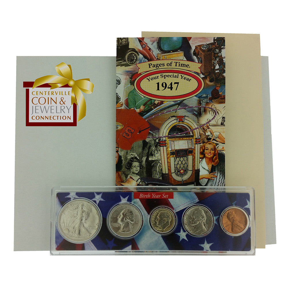 1947 Year Coin Set & Greeting Card : 74th Birthday or 74th