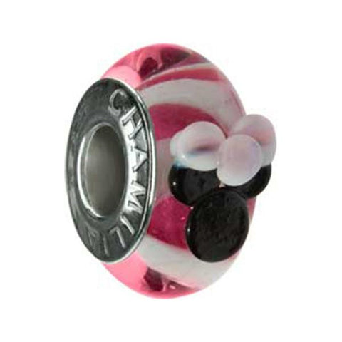 Disney Silver Minnie Murano Glass Pink Bead - Chamilia - Centerville C&J Connection, Inc.