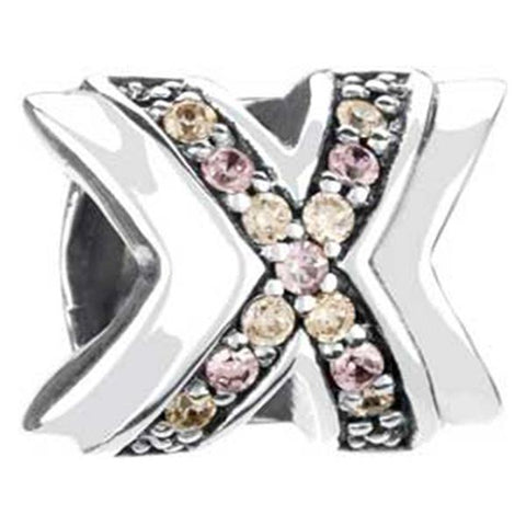 Silver XO's Peach & Lt Pink CZ Bead - Chamilia - Centerville C&J Connection, Inc.