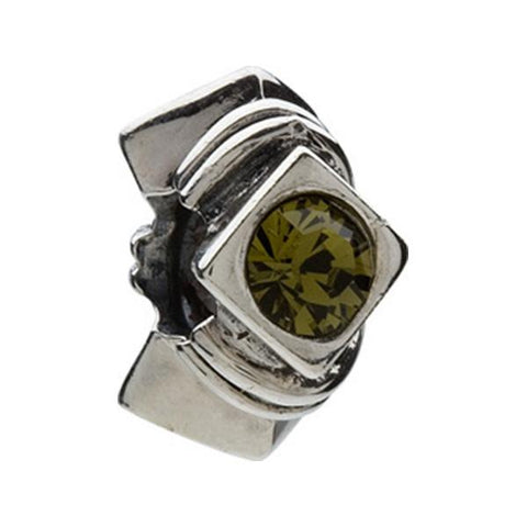 Silver Diamond Shape Olive CZ Bead - Chamilia - Centerville C&J Connection, Inc.