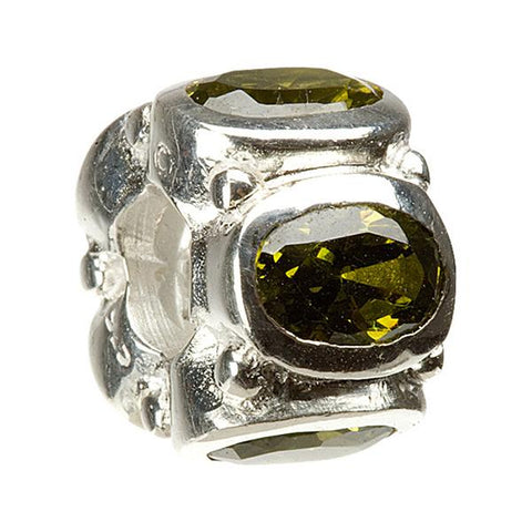 Silver Ovals Olive CZ Bead - Chamilia - Centerville C&J Connection, Inc.