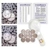 Jefferson Nickel Starter Collection Kit, Part One, H.E. Harris Folder, Ten Old Jefferson Nickels, Magnifier & Checklist - Centerville C&J Connection, Inc.