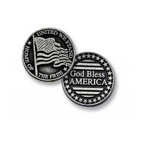 God Bless America Pewter Pocket Token PT133 - Centerville C&J Connection, Inc.