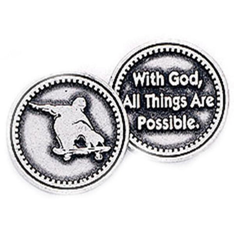 Skateboarding Pewter Pocket Token PT161 - Centerville C&J Connection, Inc.