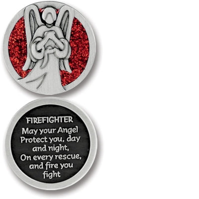 Firefighter Angel Enameled Companion Coin / Pocket Token PT640 - Centerville C&J Connection, Inc.