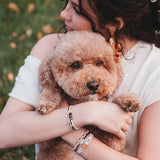"Paws" Natural Hues with Silver & Paw Accents Hair Tie Bracelet: Small