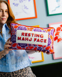 Resting Mahj Face Needlepoint Pillow