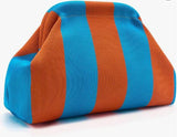 Striped Knit Cosmetic Bag Colorful Knit Clutch Bag: GPink / M