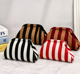 Stripe Knit Cosmetic Bag Checkered Knit Clutch: GPink / M
