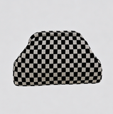 Polka Dots Knit Cosmetic Bag Cherry Knit Clutch: Blue / M