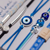 "Resist" Blue Evil Eye Hair Tie Bracelets: Medium