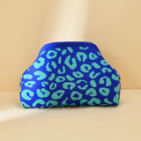 Leopard Print Knit Cosmetic Bag Knit Clutch: Brown / M