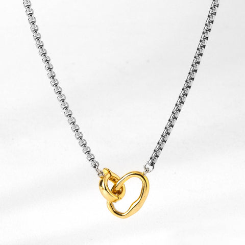 Two-Tone Tide Break Mixed Metal Necklace: 16-18"
