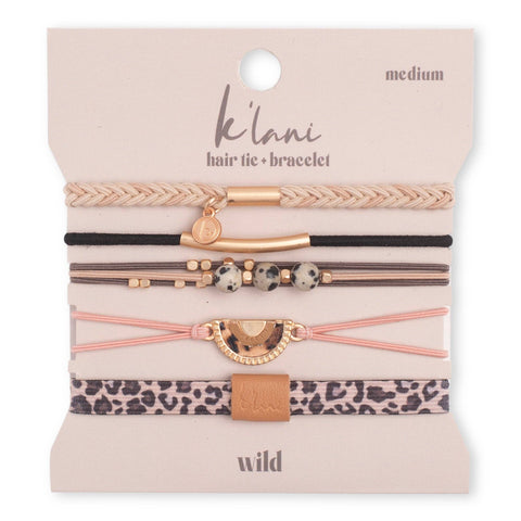 "Wild" Animal Print with Pink Accent Hair Tie Bracelets: Small