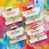 Crystal Prism Blue Mahjong Bracelet Set: Small Adult - 6.5 inches