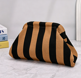 Stripe Knit Cosmetic Bag Checkered Knit Clutch: Camel / M