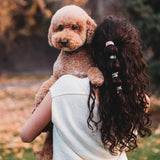 "Paws" Natural Hues with Silver & Paw Accents Hair Tie Bracelet: Medium