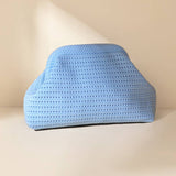 Hollow‑Out Knit Cosmetic Bag Solid Knit Clutch: GPink / M