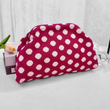 Polka Dots Knit Cosmetic Bag Cherry Knit Clutch: Cherry / M