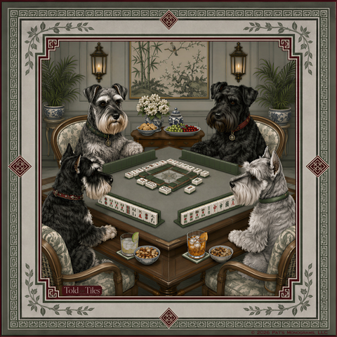 All Paws, No Pause Mahjong Mat | Schnauzer | Paws & Tiles Collection - PREORDER