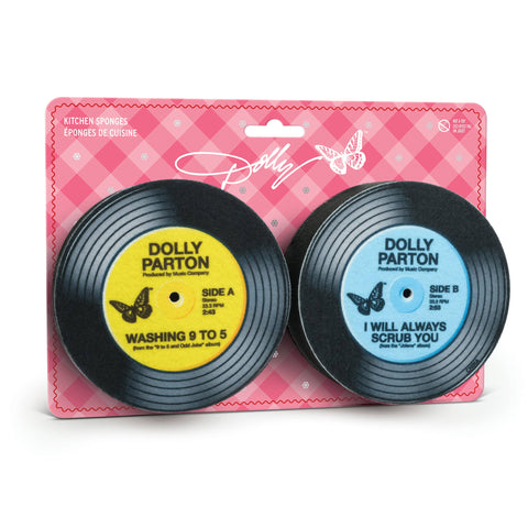 Dolly Parton Record Sponges, Set of 2, Parody Vinyl Designs