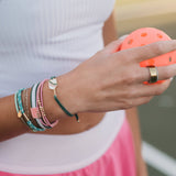 "Rally" Pickleball with Pink & Green Hair Tie Bracelets: Small