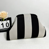 Striped Knit Cosmetic Bag Colorful Knit Clutch Bag: OPink / M