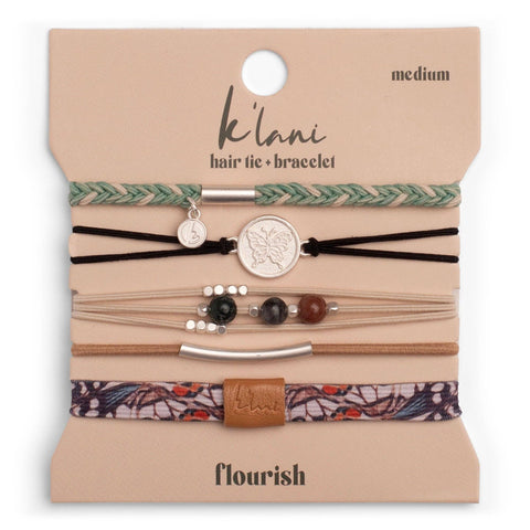 "Flourish" Natural Butterfly Hair Tie Bracelets: Small