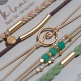 "Reflect" Gold Wave with Beachy Neutrals Hair Tie Bracelets: Medium