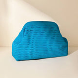 Hollow‑Out Knit Cosmetic Bag Solid Knit Clutch: Green / M
