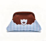 Stripe Knit Cosmetic Bag Checkered Knit Clutch: CBlue / M