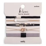 "Unity" Black with Silver Hair Tie Bracelets: Medium