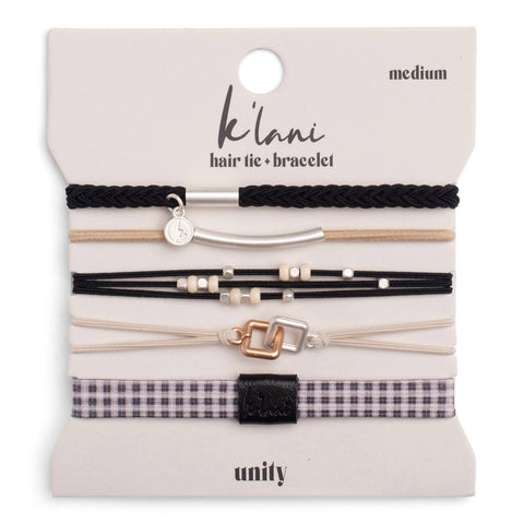 "Unity" Black with Silver Hair Tie Bracelets: Small