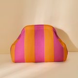 Striped Knit Cosmetic Bag Colorful Knit Clutch Bag: GPink / M