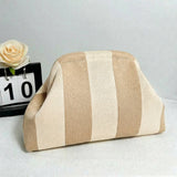Striped Knit Cosmetic Bag Colorful Knit Clutch Bag: Coffee / M