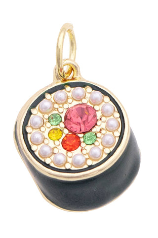 Rhinestone 3-D Sushi Charm in Black & White
