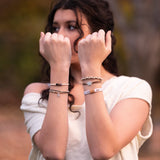 "Paws" Natural Hues with Silver & Paw Accents Hair Tie Bracelet: Medium