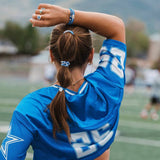 "Game Day" Blue & White Hair Tie Bracelets: Large