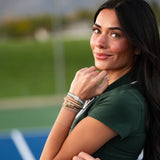 "Ace" Green & Gold Tennis Racket Charm Hair Tie Bracelets: Medium