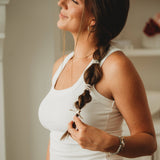 "Glimmer" Soft Pinks with Pearl & Gold Accent Hair Tie Bracelets: Medium