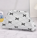 Stripe Knit Cosmetic Bag Checkered Knit Clutch: Camel / M