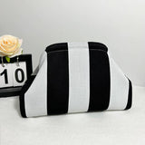 Striped Knit Cosmetic Bag Colorful Knit Clutch Bag: ROrange / M