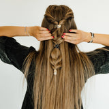 "Inspire" Grey & Black with Gold Flower Accent Hair Tie Bracelets: Large