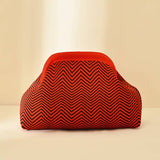 Stripe Knit Cosmetic Bag Geo Pattern Storage Clutch: BluePink / M