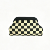 Stripe Knit Cosmetic Bag Checkered Knit Clutch: GPink / M