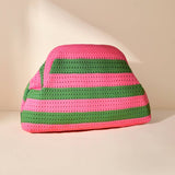 Hollow‑Out Knit Cosmetic Bag Solid Knit Clutch: Yellow / M