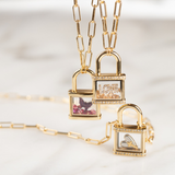 Gold Padlock Living Locket Necklace 20-22in: Gold / 20-22"