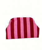 Stripe Knit Cosmetic Bag Checkered Knit Clutch: TPink / M